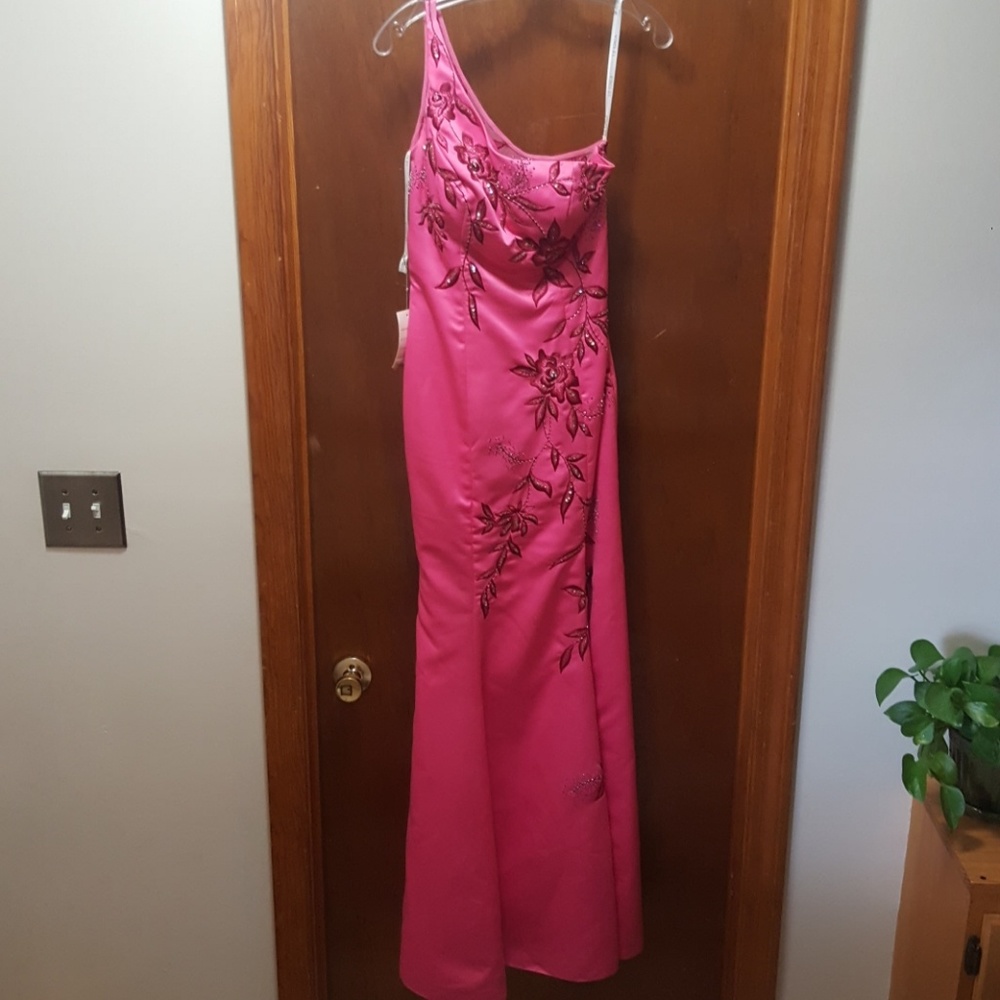 Le Gala Fuchsia Pink Prom Gown Dress small 2